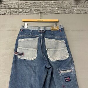 Bugle Boy Mens 34x34 Vintage 90s Wide Leg Carpenter Jeans Blue Multi Tone Denim